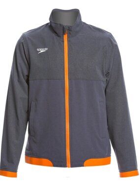 Speedo Youth Tech Warm Up Jacket Lightweight Size S Gray/Blue Speedo Orange NWT